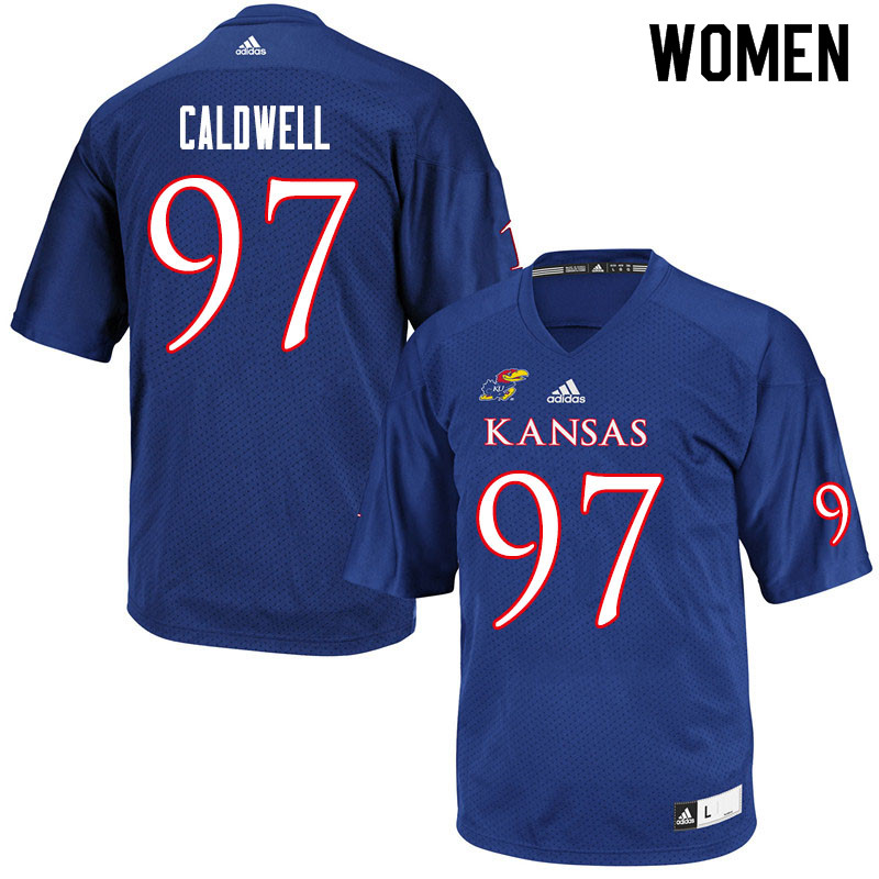 Women #97 Kenean Caldwell Kansas Jayhawks College Football Jerseys Sale-Royal - Click Image to Close